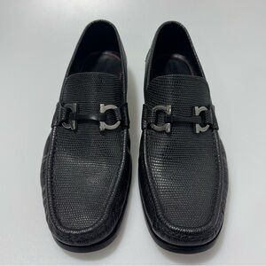 Ferragamo Grandioso Gancini Leather Loafers Black Men’s 7